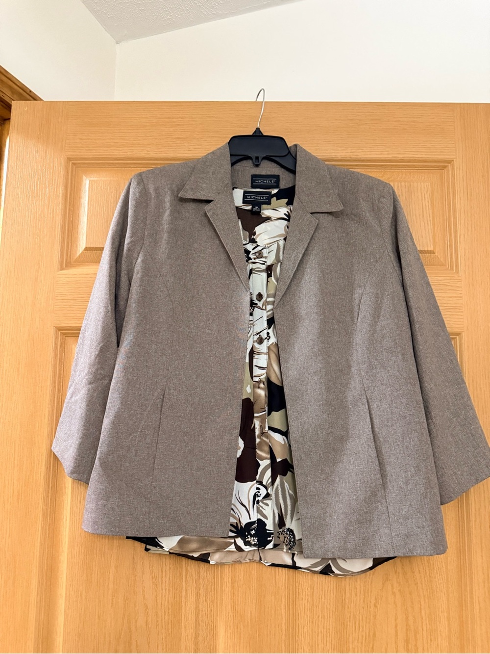 Michele Taupe Open-Front Blazer Jacket
